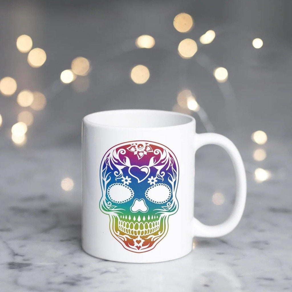 Rainbow Sugar Skull White Mug - The Spirit Den
