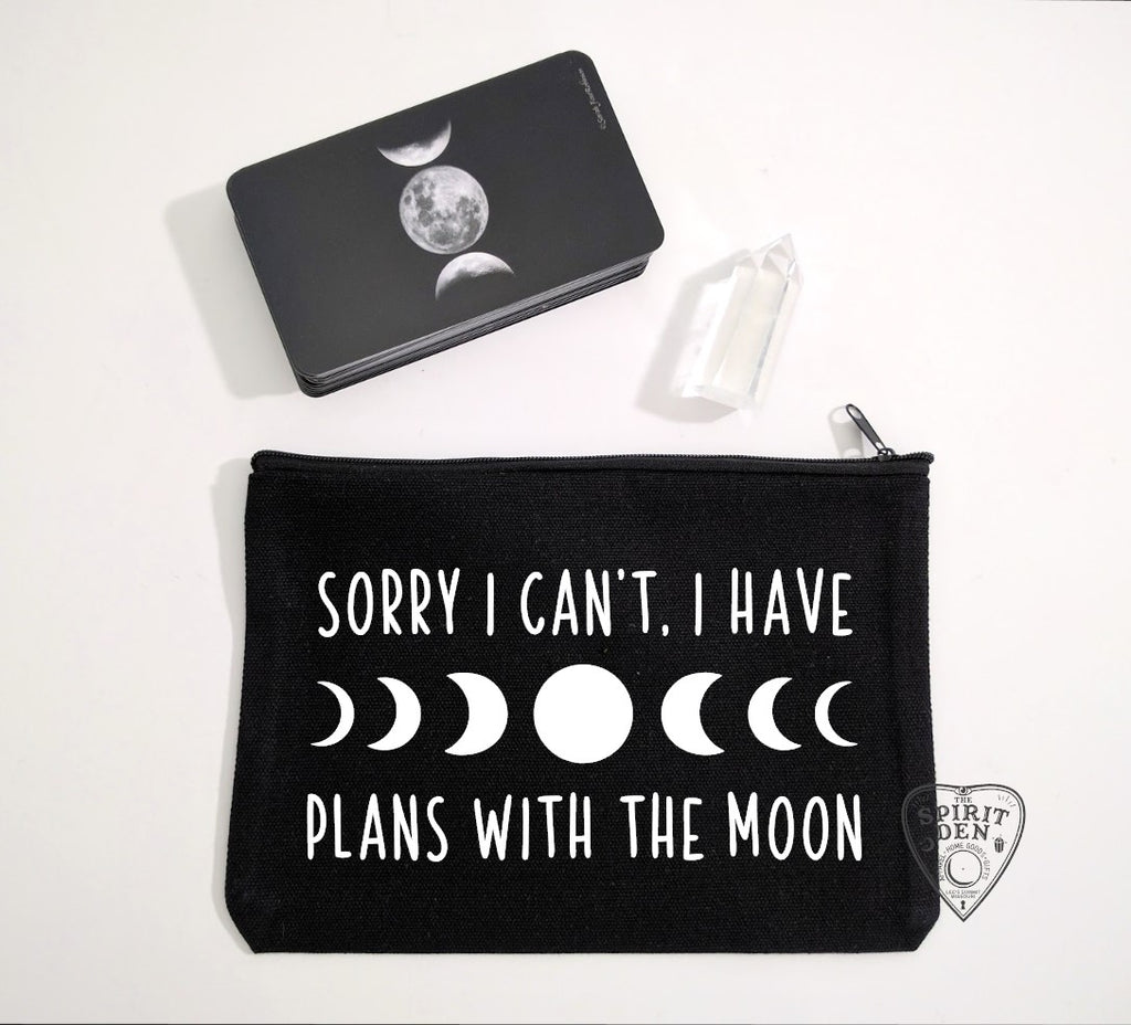 Sorry I Can't I Have Plans With The Moon (Moon Phases) Black Zipper Bag