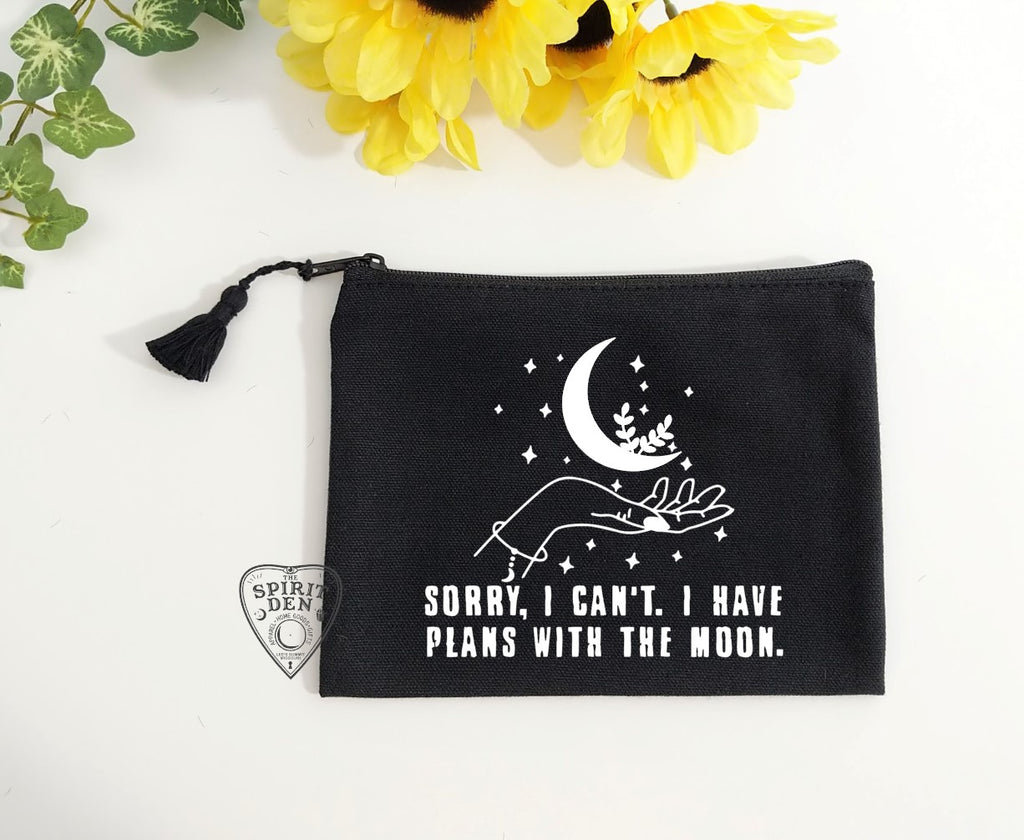 Sorry I Can't I Have Plans With The Moon Black Zipper Bag