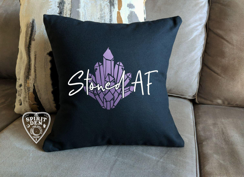 Stoned AF Crystals Black Pillow - The Spirit Den