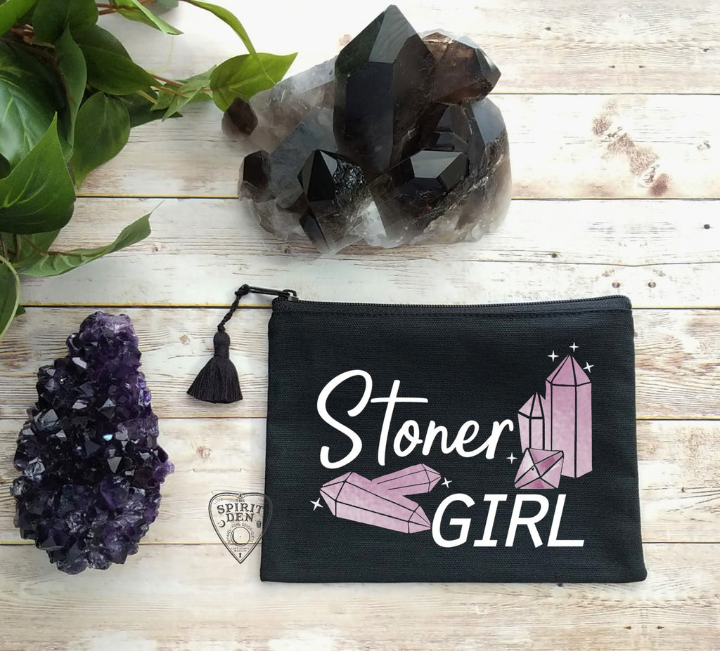 Stoner Girl Crystal Black Zipper Bag