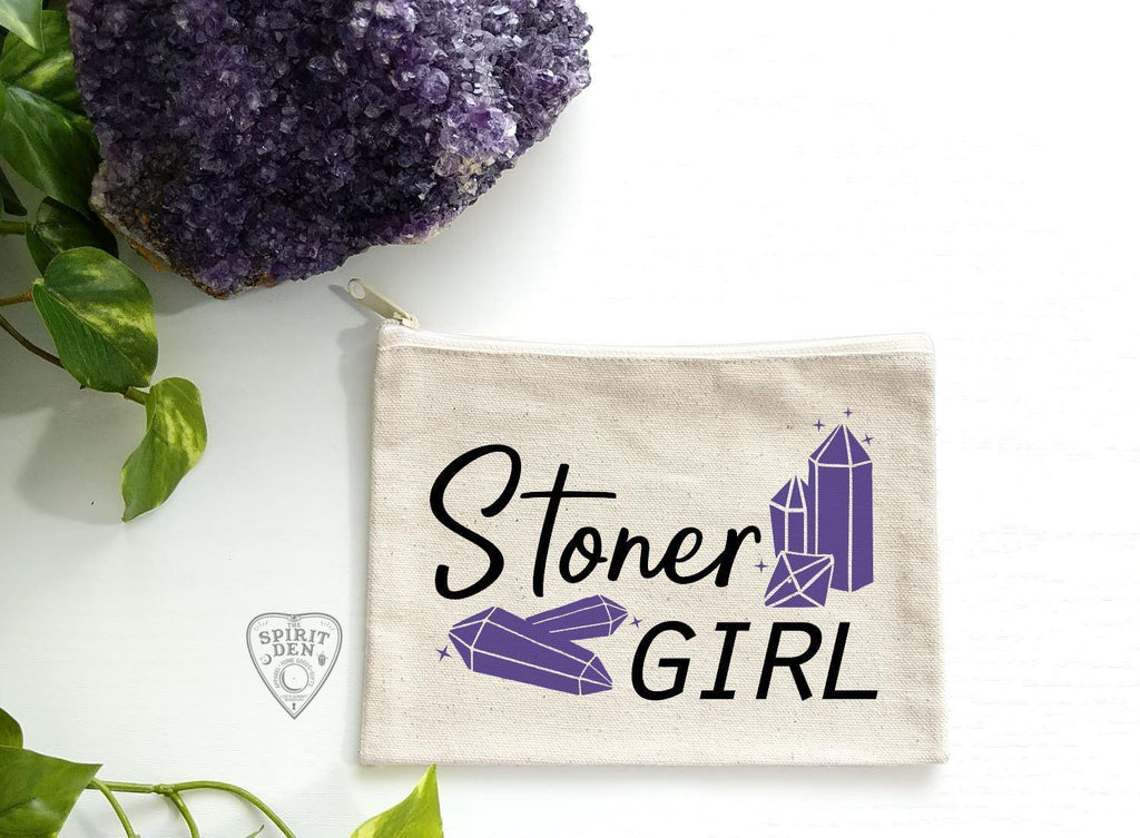 Stoner Girl Crystal Canvas Zipper Bag - The Spirit Den