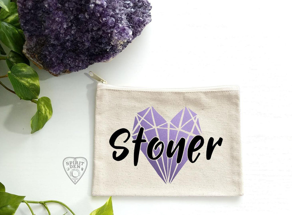 Stoner Heart Crystal Canvas Zipper Bag - The Spirit Den