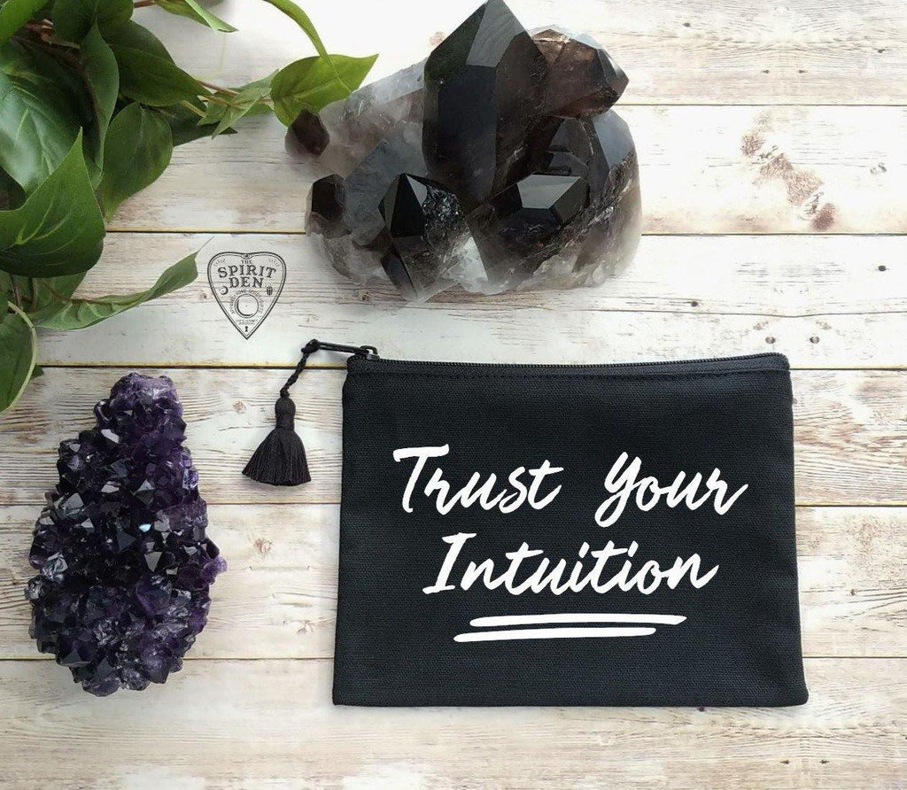Trust Your Intuition Black Canvas Zipper Bag - The Spirit Den