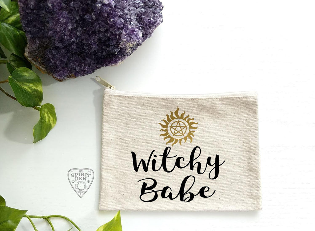 Witchy Babe Canvas Zipper Bag - The Spirit Den