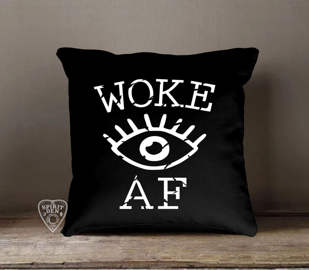 Woke AF Eye Black Cotton Pillow - The Spirit Den