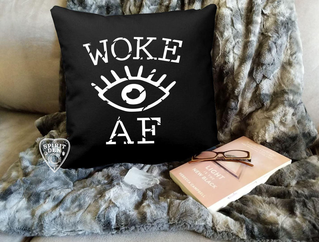 Woke AF Eye Black Cotton Pillow - The Spirit Den